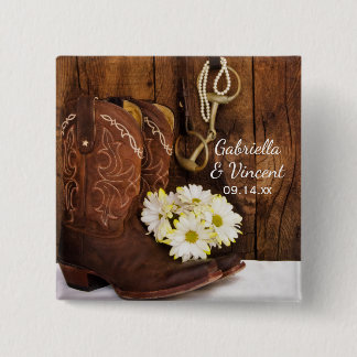 Chapa Cuadrada Boots de vaquero, Daisies, caballo, Boda occidenta