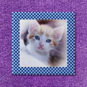 Chapa Cuadrada Borde de foto de mascota familiar con verificación