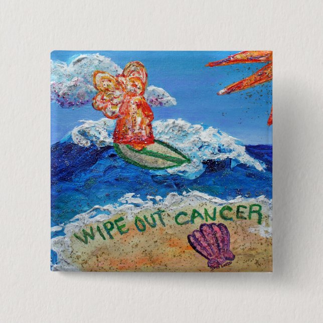 Chapa Cuadrada Borrar ángel de cáncer (Anverso)
