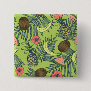 Chapa Cuadrada Bosquejo de la fruta tropical en modelo verde