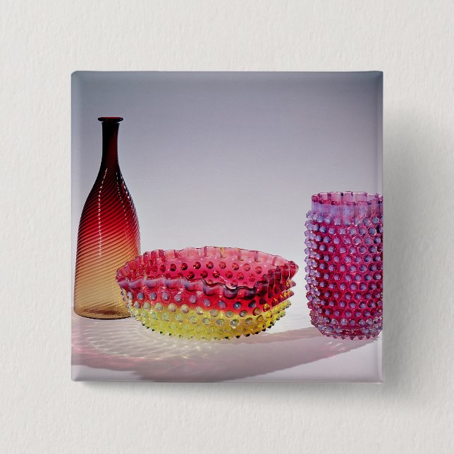 Chapa Cuadrada Botella de Amberina, Nueva Inglaterra Glass (Anverso)