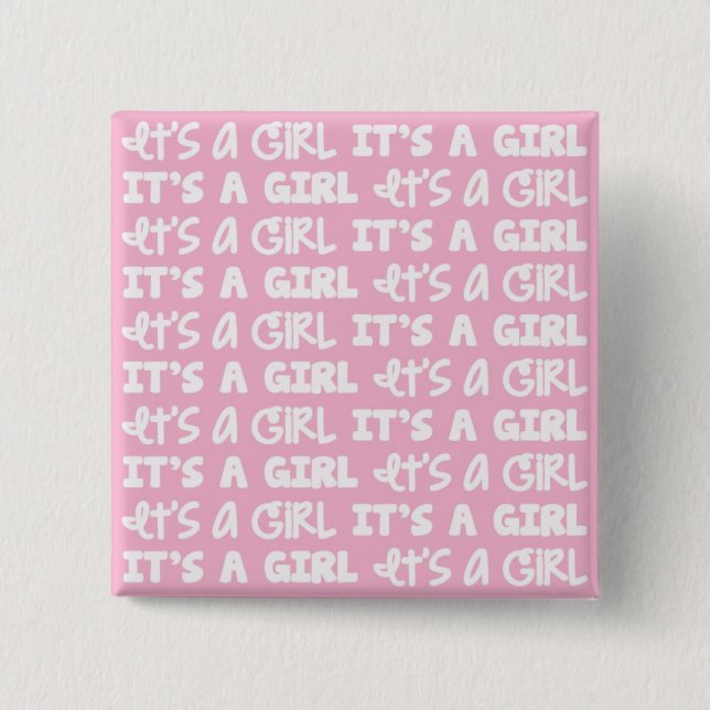Chapa Cuadrada ¡Botón de la niña es un chica! (Anverso)