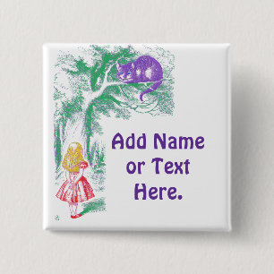 Chapa Cuadrada Botón: "Gato de Cheshire" de "Alicia en el país 