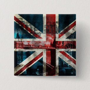 Chapa Cuadrada Botón/insignia de Union Jack