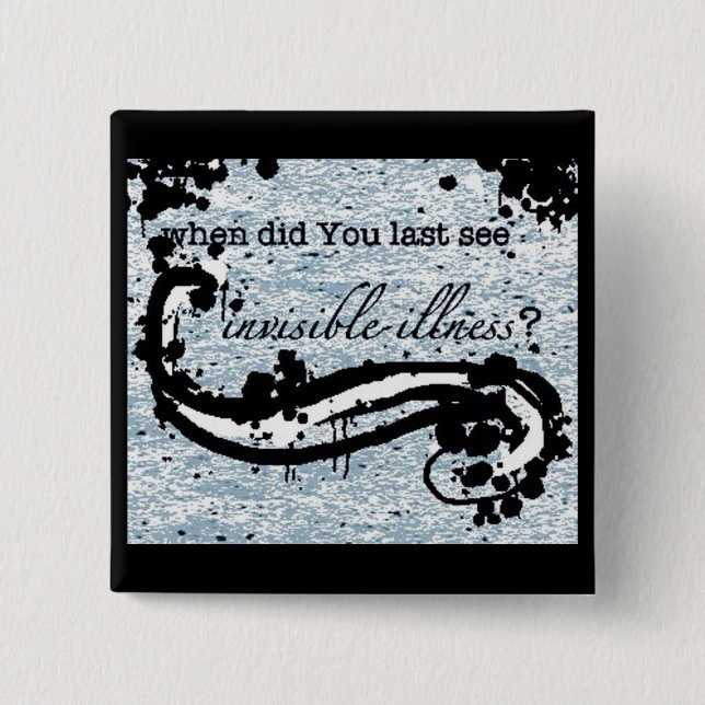 Chapa Cuadrada botón/insignia/perno invisibles de la enfermedad (Anverso)