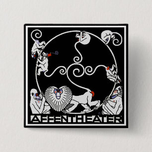 Chapa Cuadrada Botón: Jugendstil - Affentheater