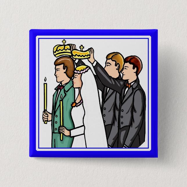 Chapa Cuadrada Botón: Ortodoxo Ruso (Anverso)