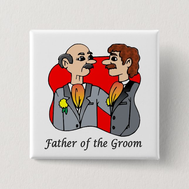Chapa Cuadrada Botón: Padre de Groom (Anverso)