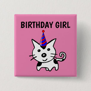 CHAPA CUADRADA BOTONES CAT DE CHICA DE CUMPLEAÑOS