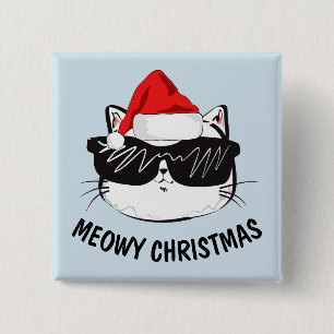 Chapa Cuadrada Botones CAT de NAVIDADES MEOWY