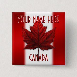 Chapa Cuadrada Botones de bandera de Canadá personalizan recuerdo
