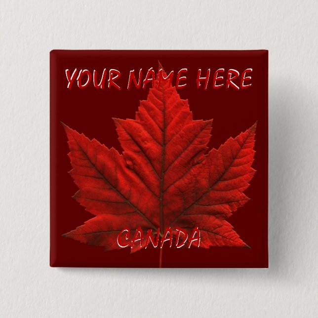 Chapa Cuadrada Botones de bandera de Canadá personalizan recuerdo (Anverso)