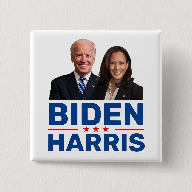 Chapa Cuadrada Botones de campaña colectiva Biden Harris 2020 (Anverso)