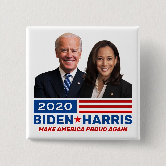 Chapa Cuadrada Botones de campaña colectiva Biden Harris 2020 (Anverso)