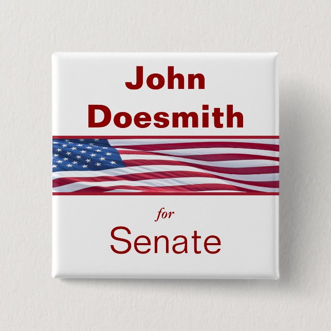 Chapa Cuadrada Botones de campaña política electoral político (Anverso)