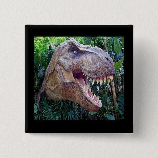 Chapa Cuadrada Botones de dinosaurio (Anverso)