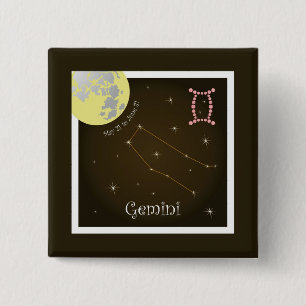 Chapa Cuadrada Botones de Gemini del 21 de mayo al 21 de junio
