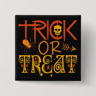 Chapa Cuadrada Botones de Halloween de truco o truco