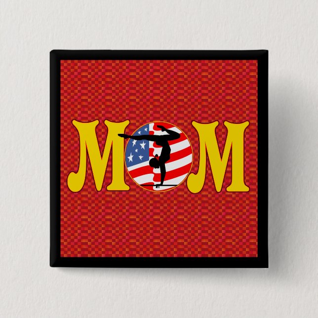 Chapa Cuadrada Botones de la mamá de la gimnasia (Anverso)