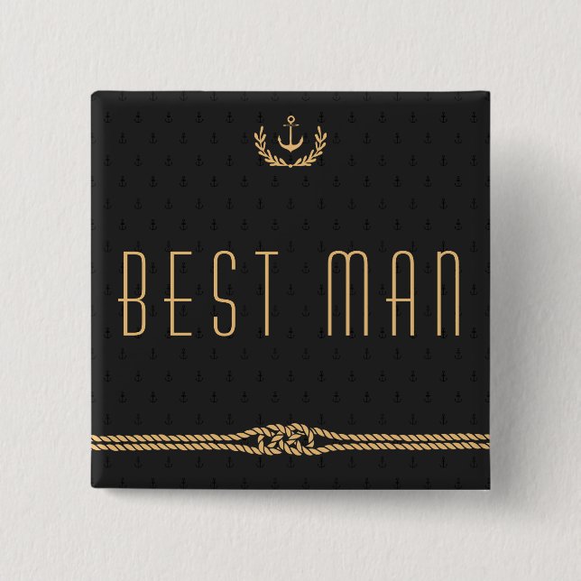 Chapa Cuadrada Botones de la mejor boda náutica masculina (Anverso)