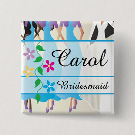 Chapa Cuadrada Botones de nombre para la cena y el ensayo de la f