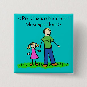 Chapa Cuadrada Botones de Personalizado de la familia Papi e Hija