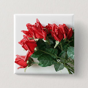 Chapa Cuadrada Botones de Red Roses Bouquet