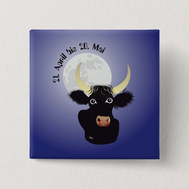 Chapa Cuadrada Botones de Stier Tierkreiszeichen (Anverso)
