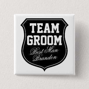 Chapa Cuadrada Botones de Team Groom   Personalización para la fi