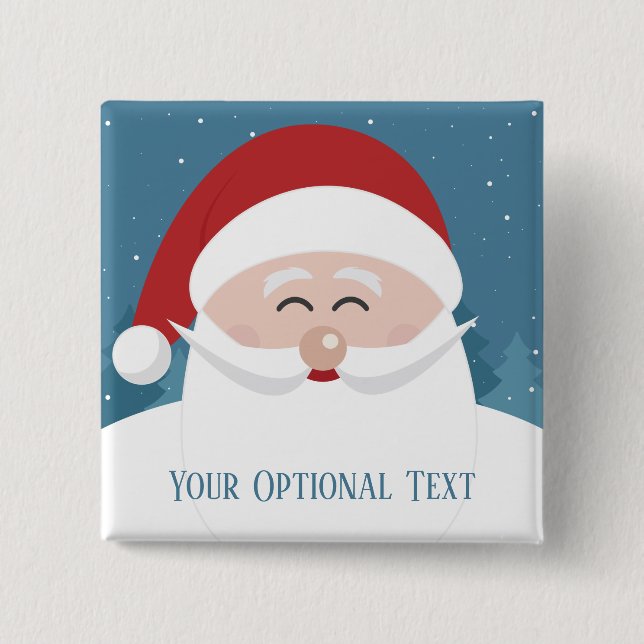 Chapa Cuadrada Botones de texto de personalizado Santa (Anverso)