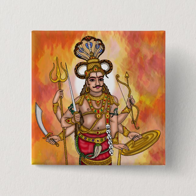 Chapa Cuadrada Botones de Veerabhadra (Anverso)