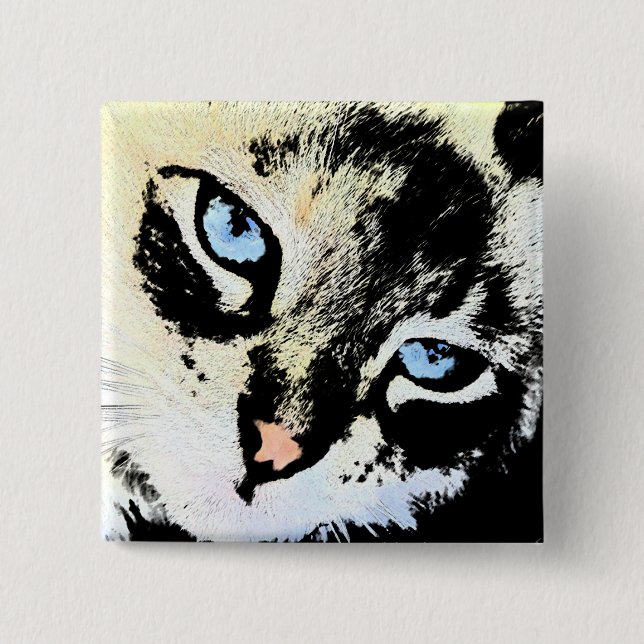 Chapa Cuadrada Botones del gato de la tinta (Anverso)