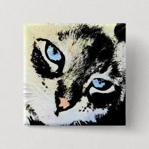 Chapa Cuadrada Botones del gato de la tinta