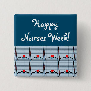 Chapa Cuadrada Botones EKG de Happy Nurs Week