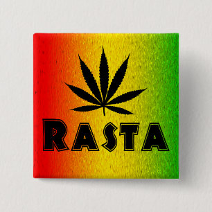 Chapa Cuadrada Botones jamaiquinos de la plaza Reggae Rasta Leaf 