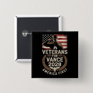 Chapa Cuadrada Botones JD VANCE PARA PRESIDENTE VETERANOS 2028