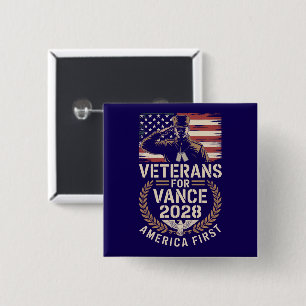 Chapa Cuadrada Botones JD VANCE PARA PRESIDENTE VETERANOS 2028