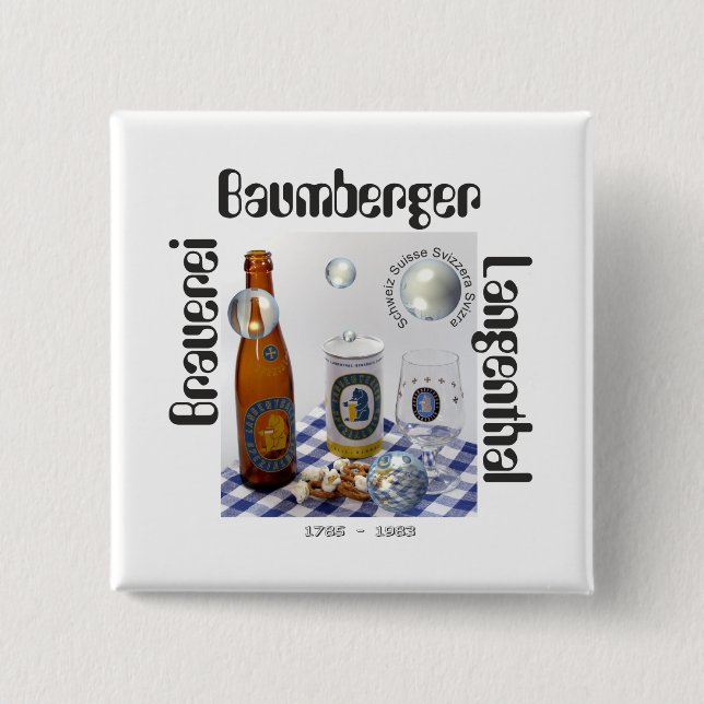 Chapa Cuadrada Botones Langenthal Brauerei Baumberger (Anverso)