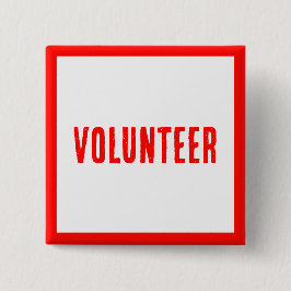 Chapa Cuadrada Botones Modernos Rojo&Blanco Para Voluntarios, Neg