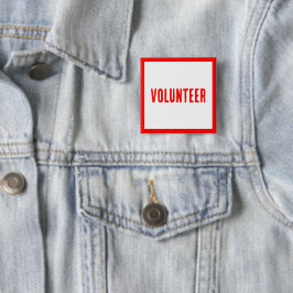 Chapa Cuadrada Botones modernos rojos y blancos para voluntarios,