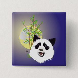 Chapa Cuadrada Botones Panda (Ailuropoda melanoleuca)