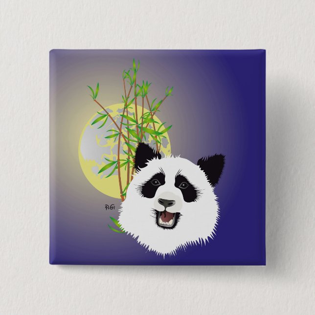 Chapa Cuadrada Botones Panda (Ailuropoda melanoleuca) (Anverso)