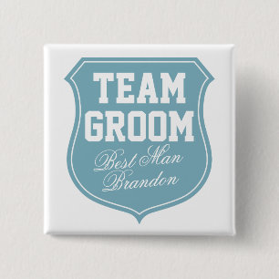 Chapa Cuadrada Botones personalizados de Team Groom para la fiest