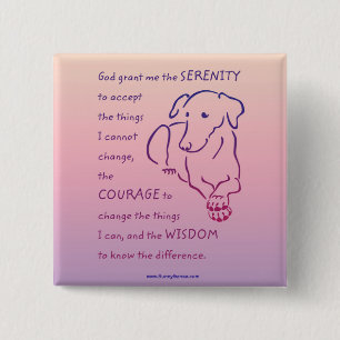 Chapa Cuadrada Botones Serenity Prayer con Perro