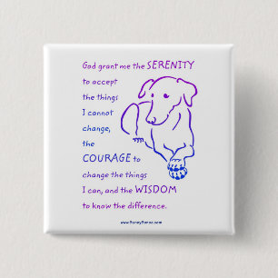 Chapa Cuadrada Botones Serenity Prayer con Perro
