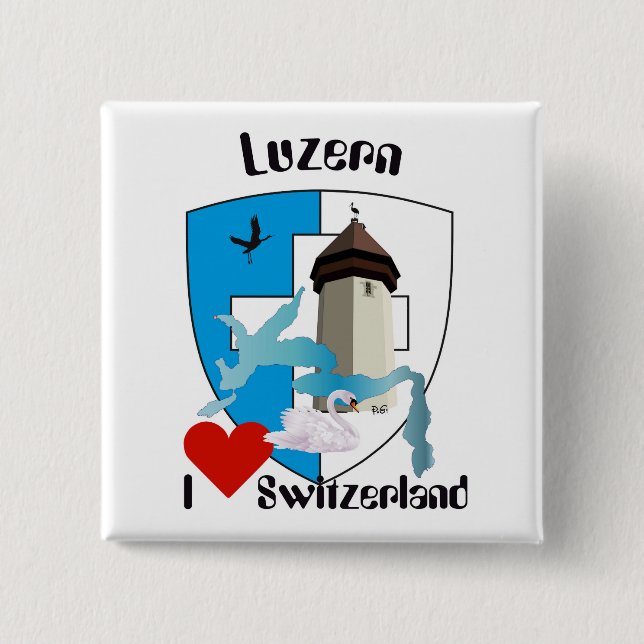 Chapa Cuadrada Botones suizos Luzern Schweiz Suisse Svizzera (Anverso)