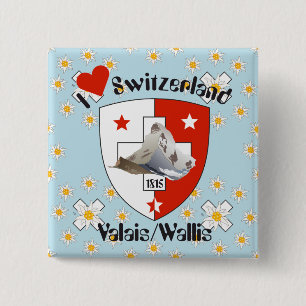 Chapa Cuadrada Botones Valais / Wallis Suisse-Schweiz