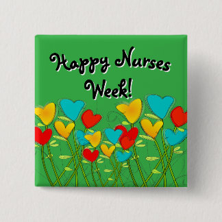 Chapa Cuadrada Botones verdes de Happy Nurs Week