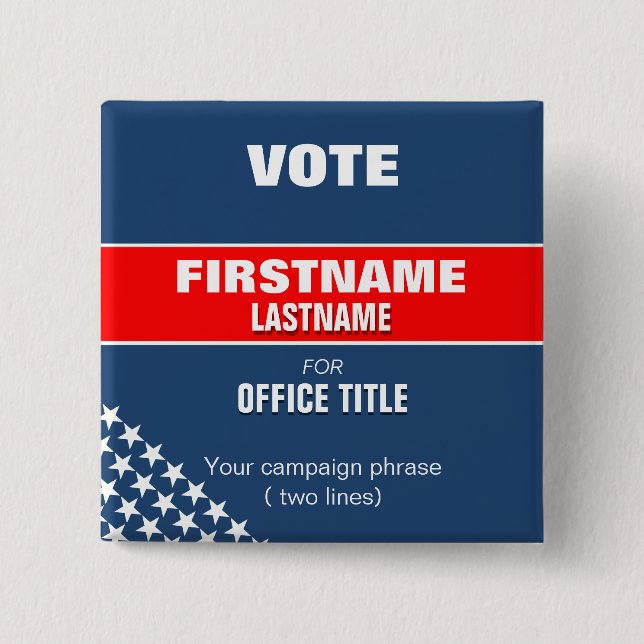 Chapa Cuadrada botton quadrado eleição com estrelas (Anverso)