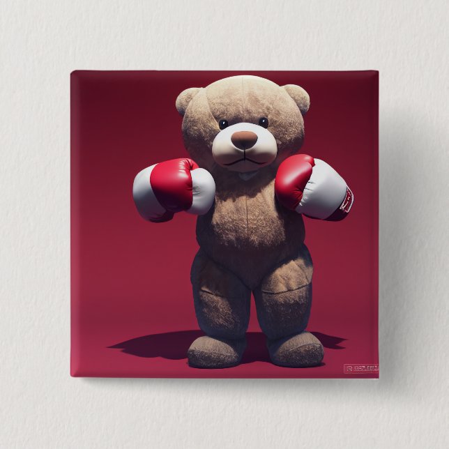 Chapa Cuadrada Boxeador de Osito (Anverso)